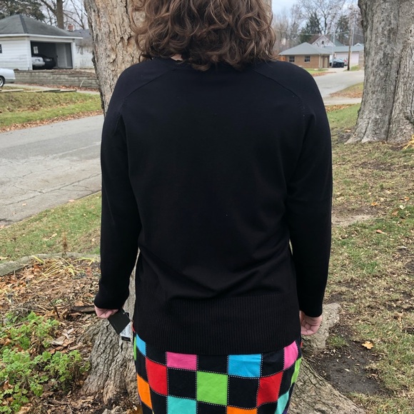 Alfani Black Perforated Leather Front Sweater SZ L! NEW! - Picture 2 of 11